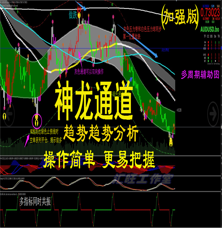 神龙通道外汇黄金白银原油恒指/标EA二元MT4交易分析系统模...