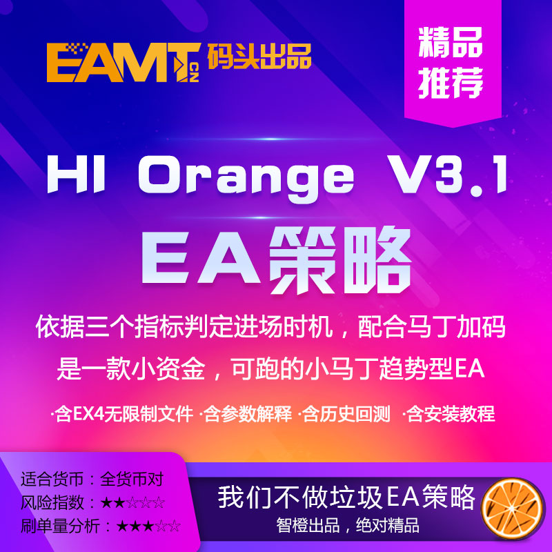 HiOrange小资金趋势马丁外汇EA策略含mq4学习源码e...